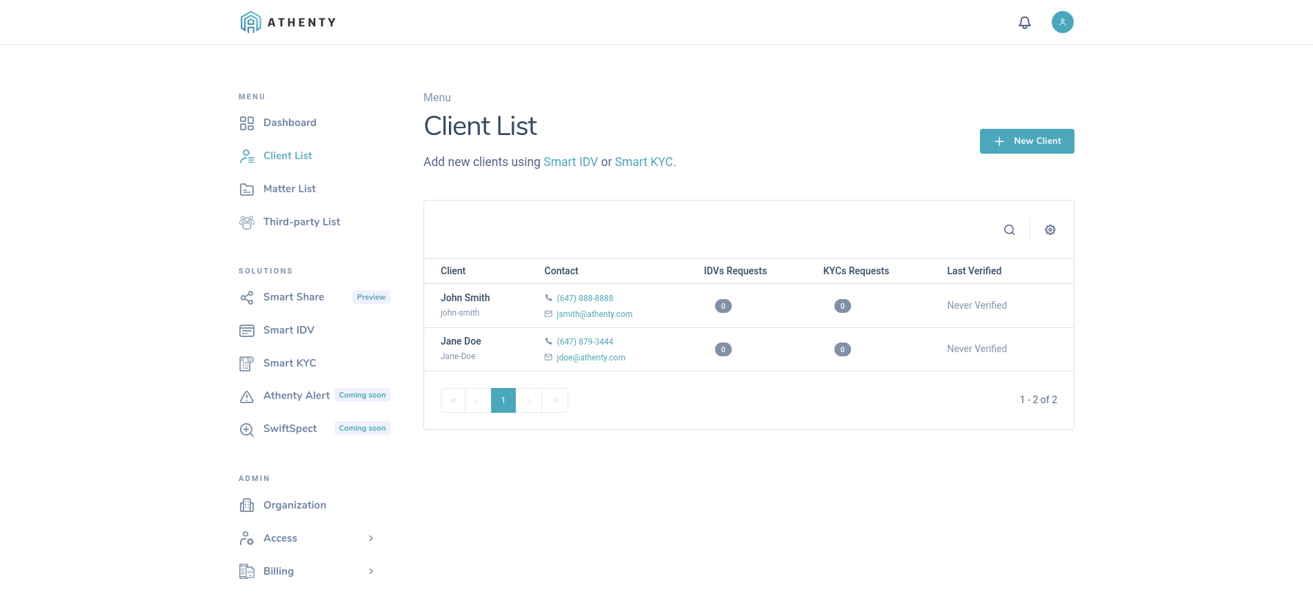 Updated Client List